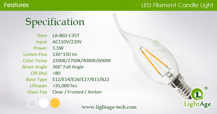 LED Filament Flame Candle-Specification